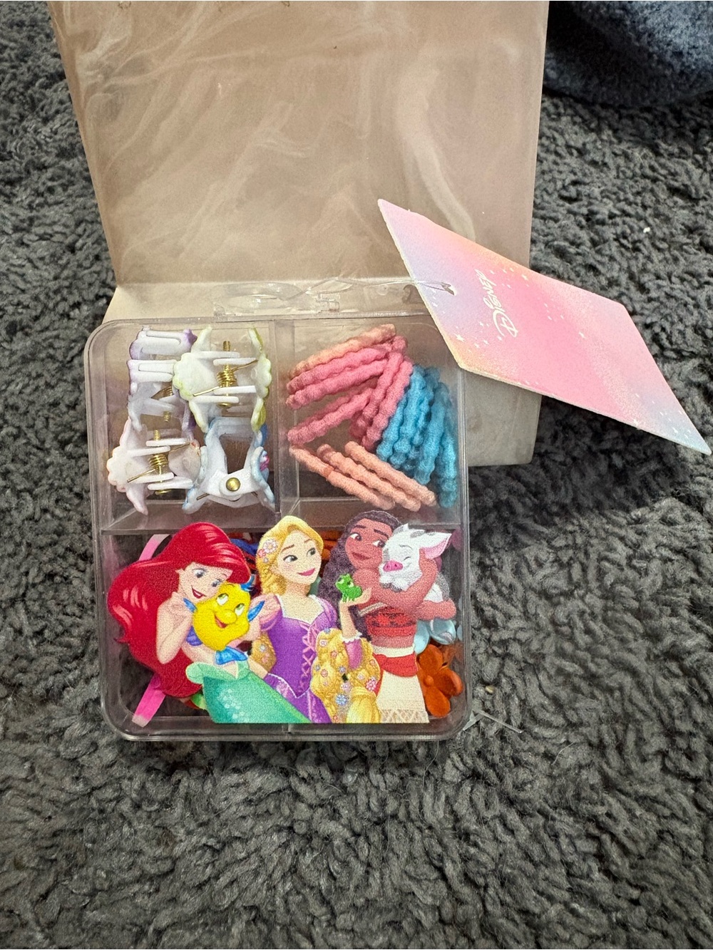 NWT Disney’s Disney Princess Hair Claw Clips, Rubber-bands, and hair ties box